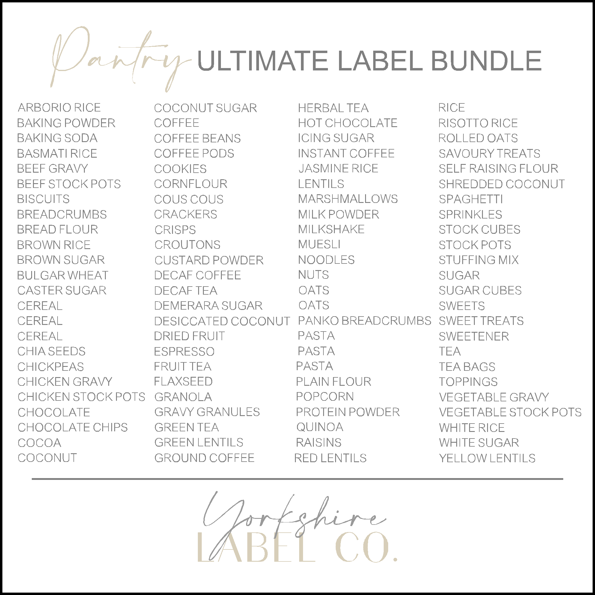 Bundle Pack Label Ultimate Pantry Organisation Label Bundle - 96 Pack (Design 3 ...