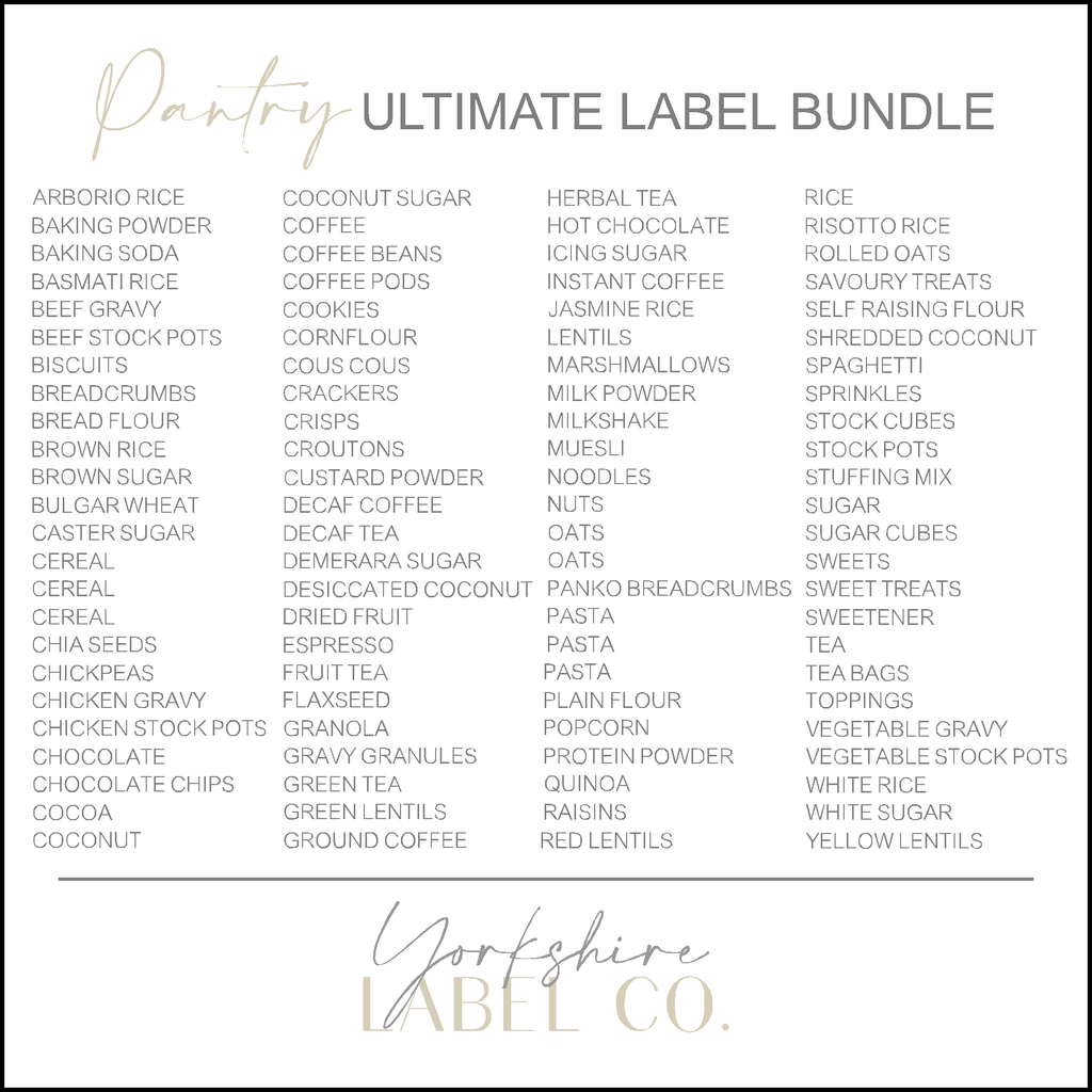 Yorkie Labels Ultimate Pantry Organisation Label Bundle - 96 Pack (Design 3 ...