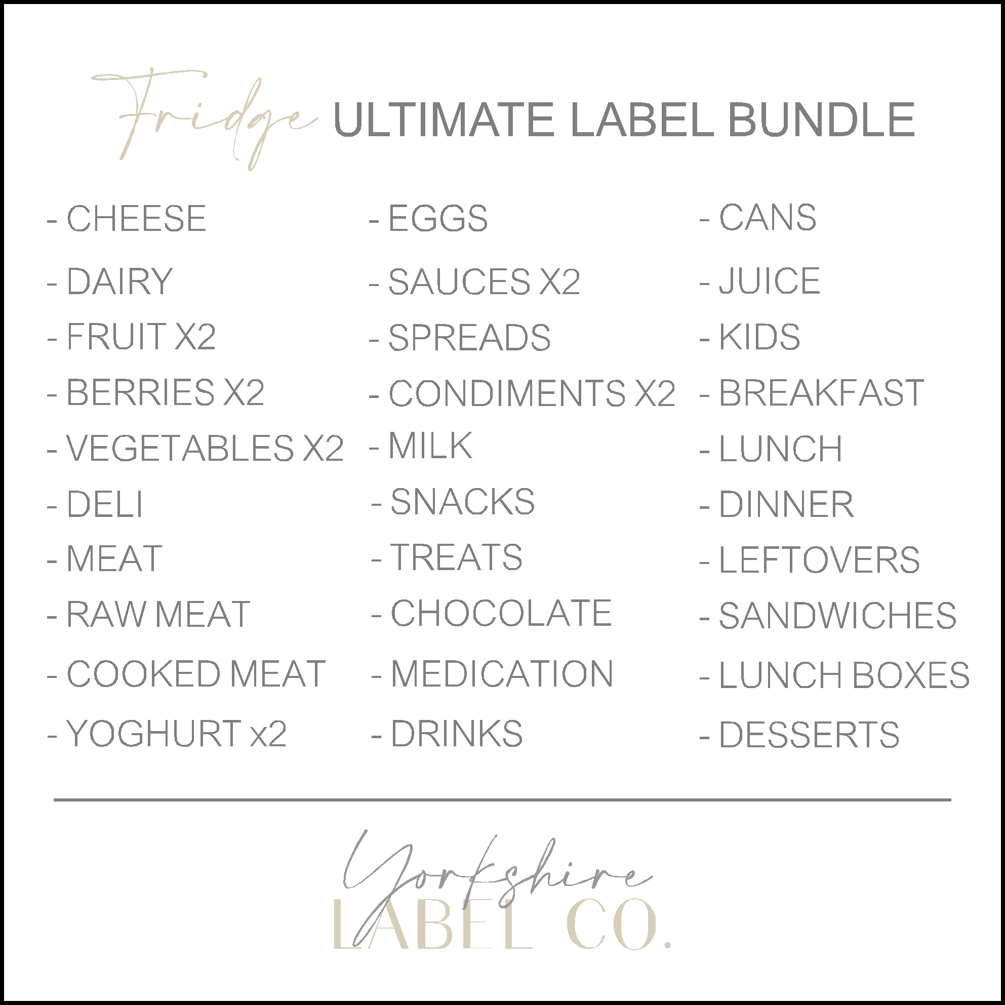 Yorkie Labels Fridge Label Bundle | Design 3 – Yorkshire Label Company